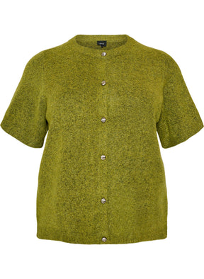 Zizzi Vista Short Sleeve Cardigan in Green 