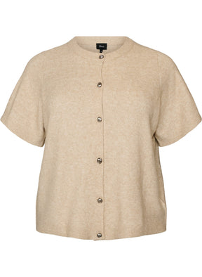 Zizzi Vista Short Sleeve Cardigan in Taupe 