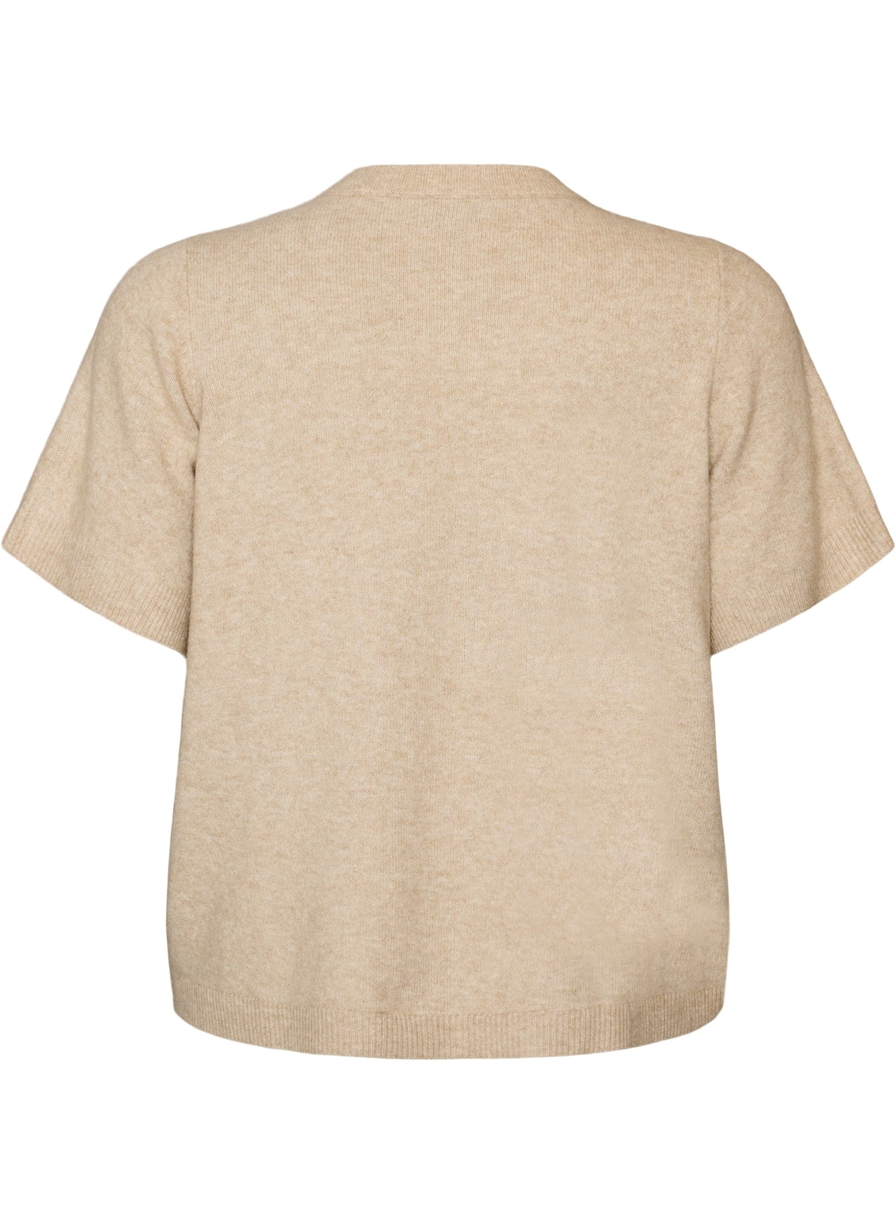 Zizzi Vista Short Sleeve Cardigan in Taupe 