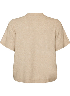 Zizzi Vista Short Sleeve Cardigan in Taupe 