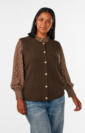 Zizzi Vista Waistcoat in Chocolate Brown 