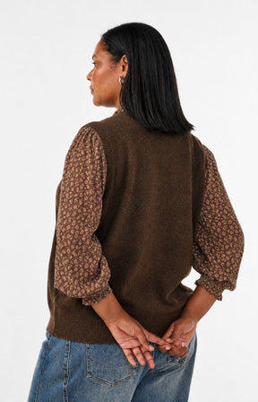 Zizzi Vista Waistcoat in Chocolate Brown 
