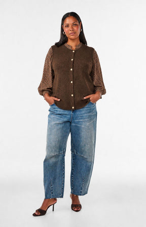 Zizzi Vista Waistcoat in Chocolate Brown 