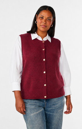 Zizzi Vista Waistcoat in Windsor Wine