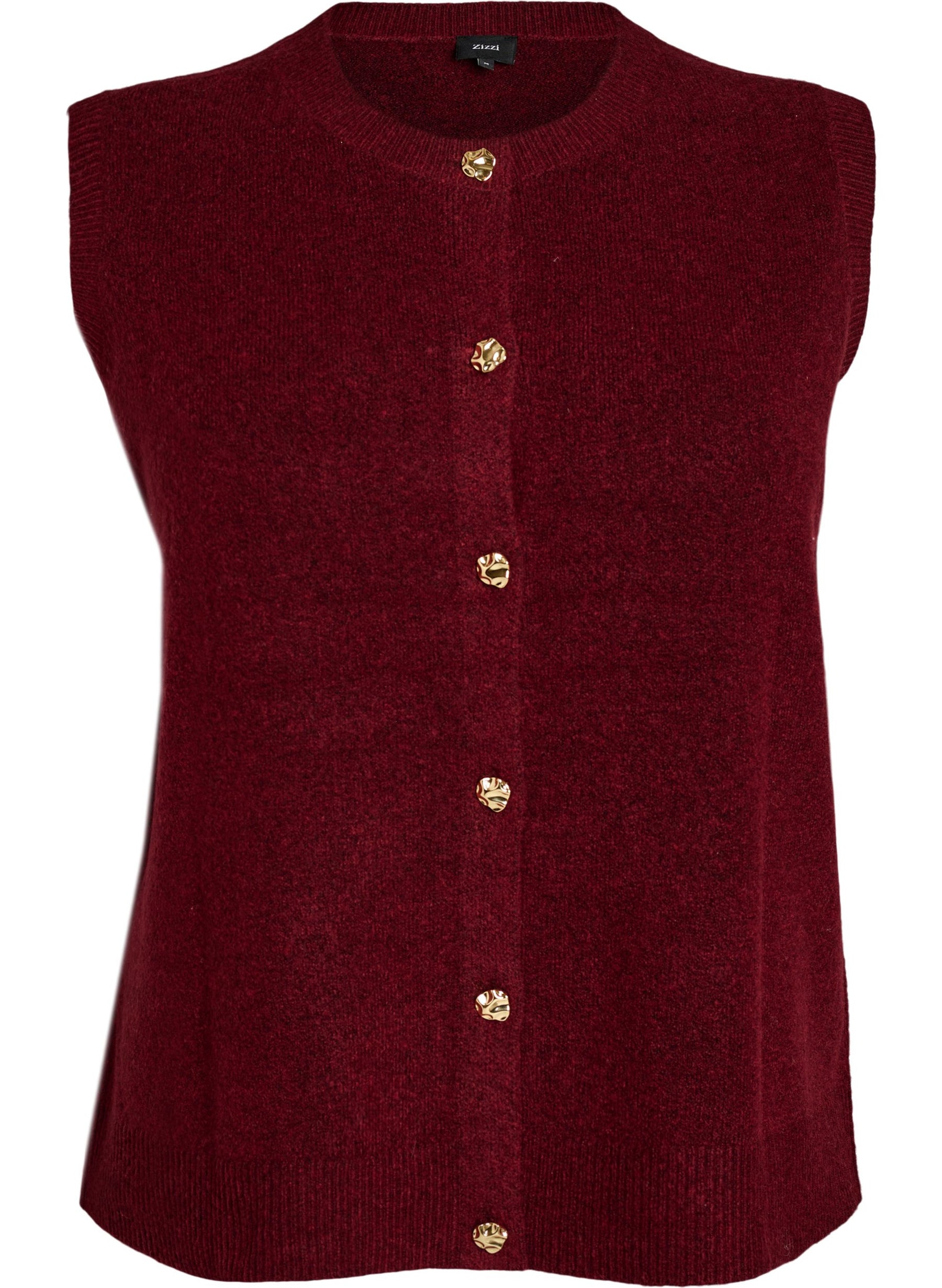 Zizzi Vista Waistcoat in Windsor Wine 