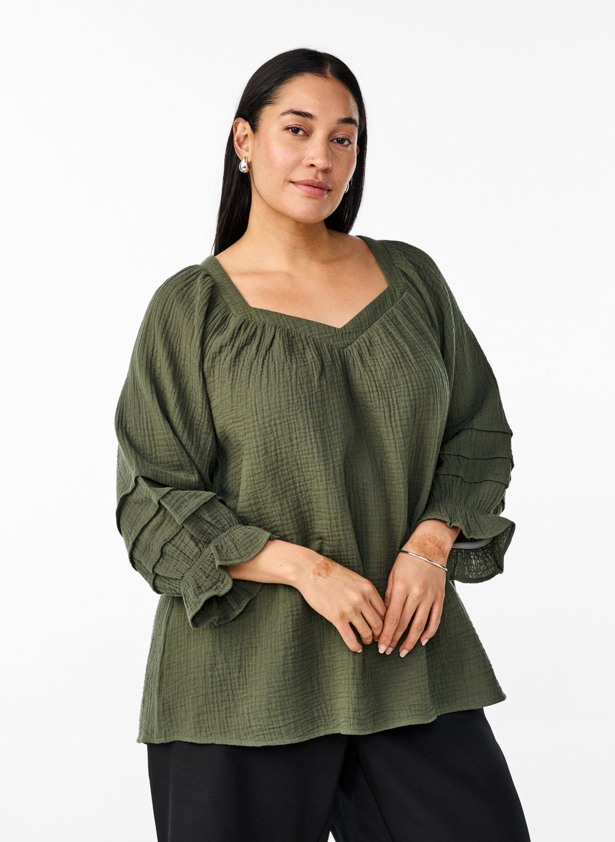 Zizzi Vivu Blouse in Khaki