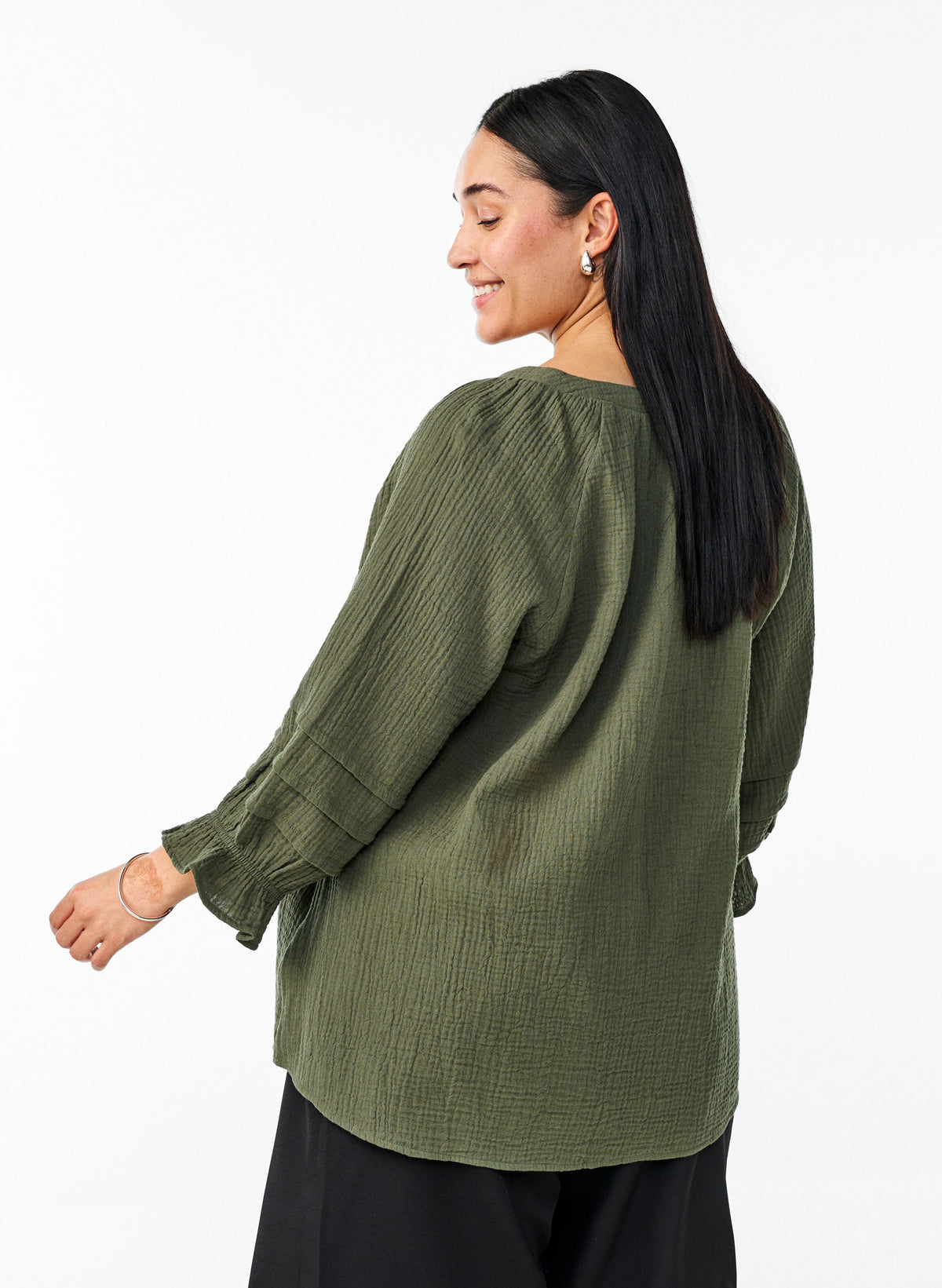 Zizzi Vivu Blouse in Khaki