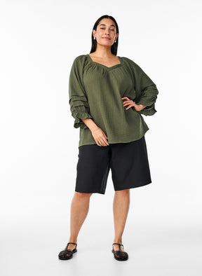 Zizzi Vivu Blouse in Khaki