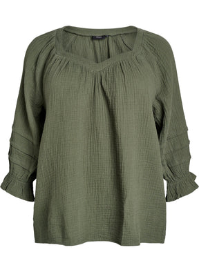 Zizzi Vivu Blouse in Khaki