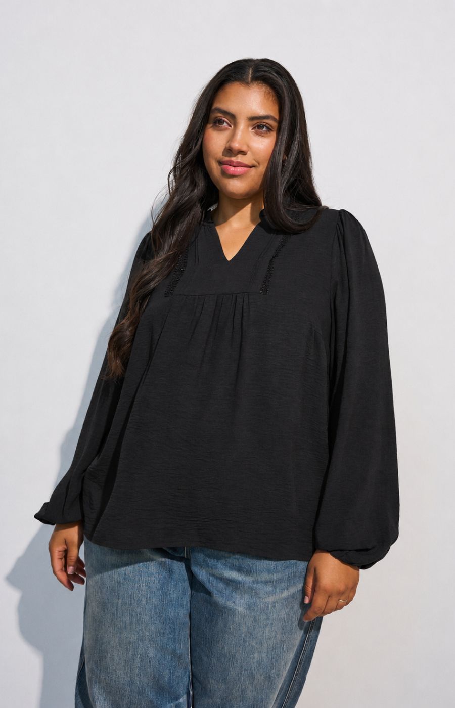 Zizzi Whitney Blouse in Black. 
