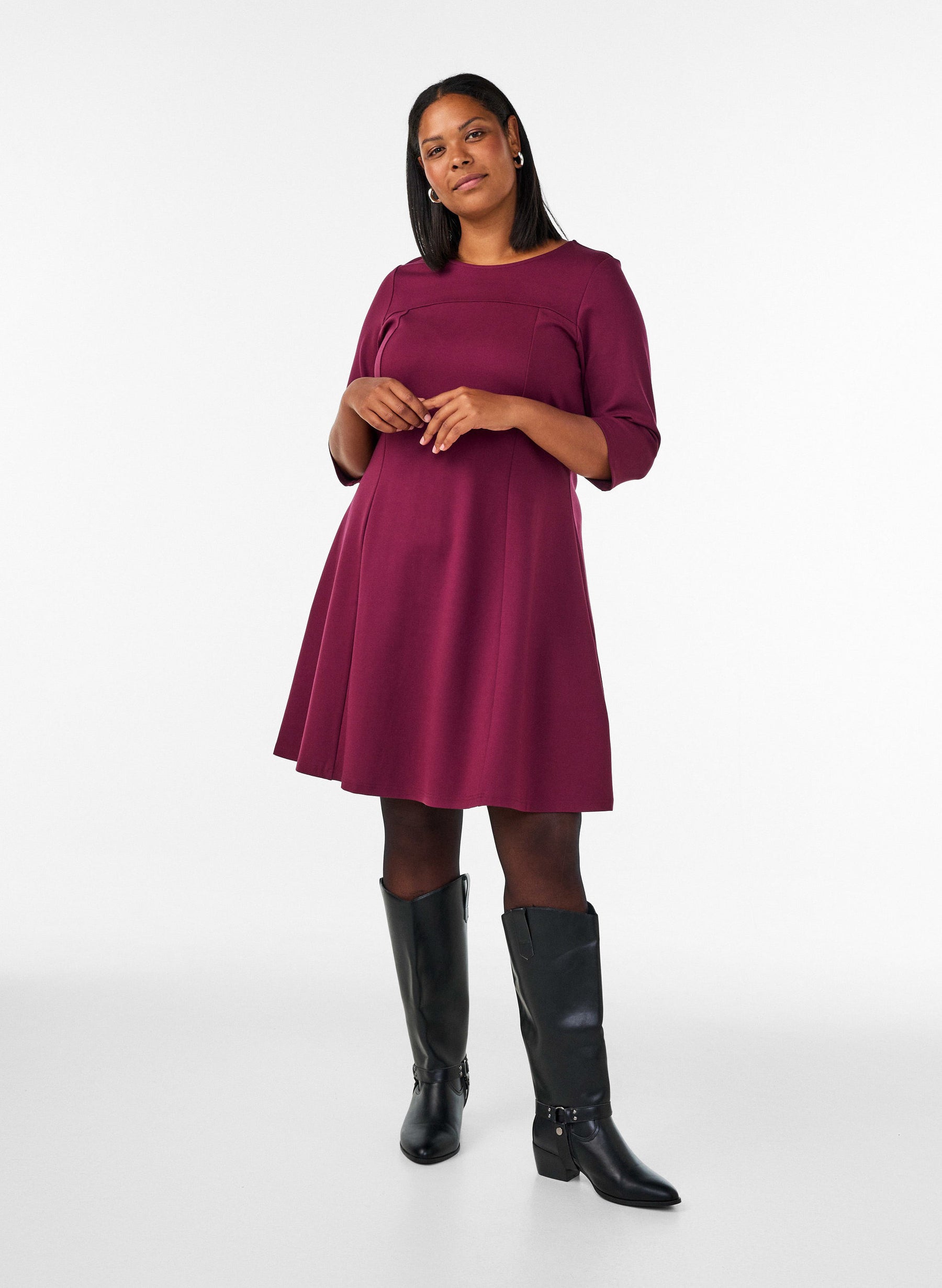 Zizzi Winola Dress in Wine 
