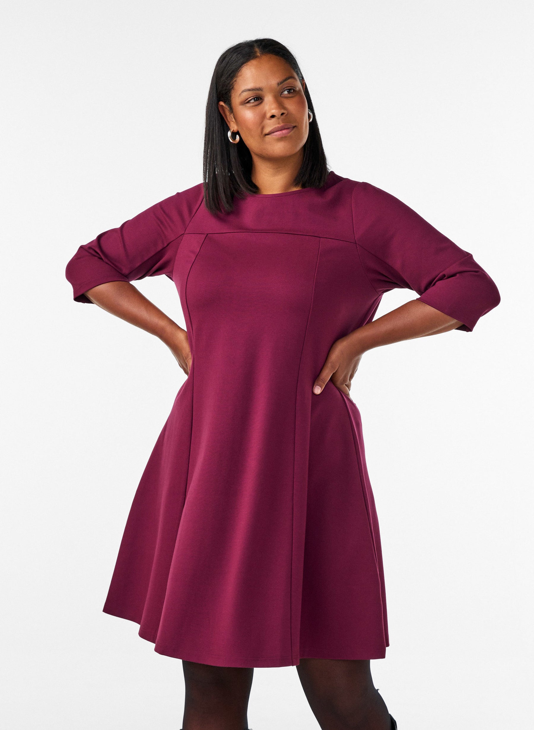 Zizzi Winola Dress in Wine 