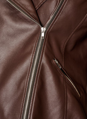 Zizzi Zoe Leather Jacket in Brown 