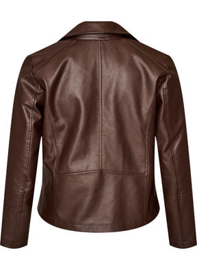 Zizzi Zoe Leather Jacket in Brown 