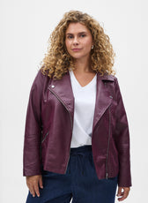 Zizzi Zoe Leather Jacket in Fig 