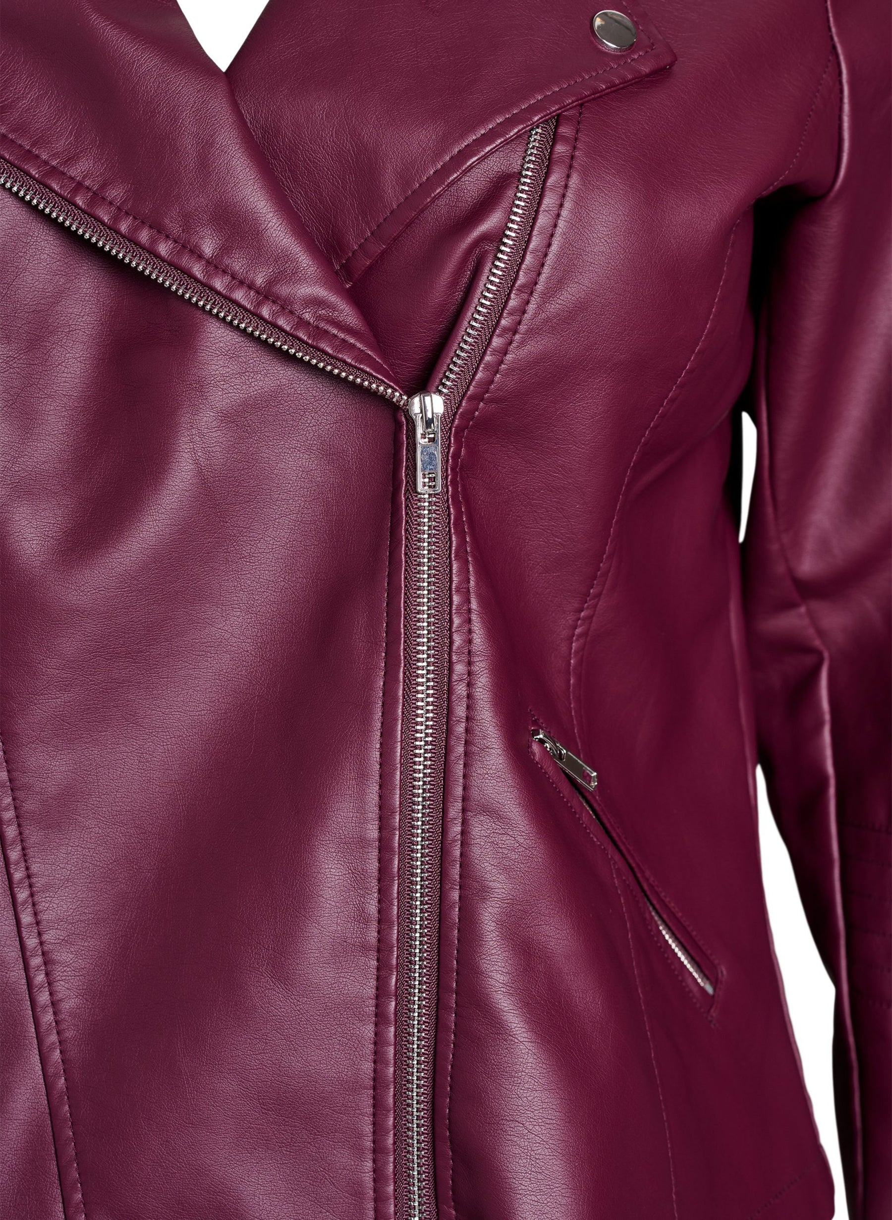 Zizzi Zoe Leather Jacket in Fig 