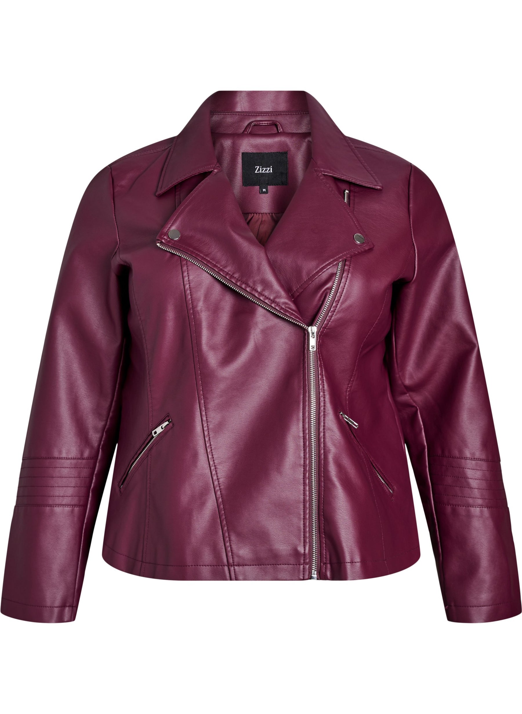 Zizzi Zoe Leather Jacket in Fig 