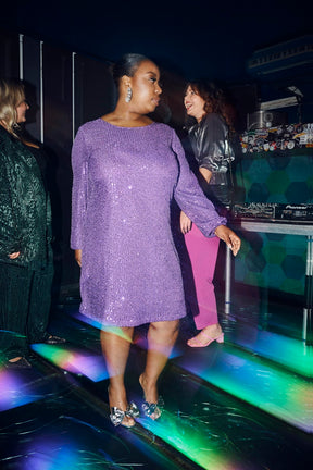 Zizzi Sequin Dress in Purple