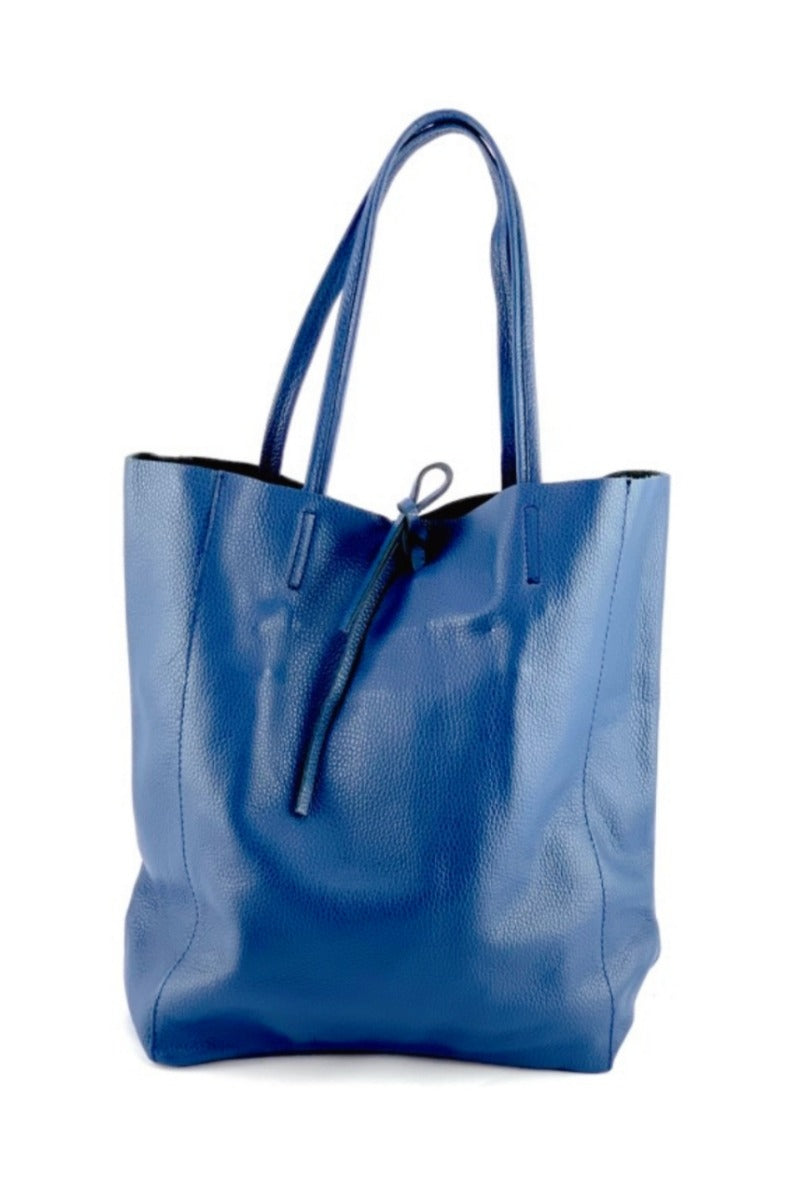 Liz Blue Leather Tote Bag Plus Size Clothing WardrobePlus.ie