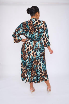 Dani Faux Wrap Dress in Leo