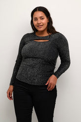 Kaffe Curve Cut-Out Shimmer Top