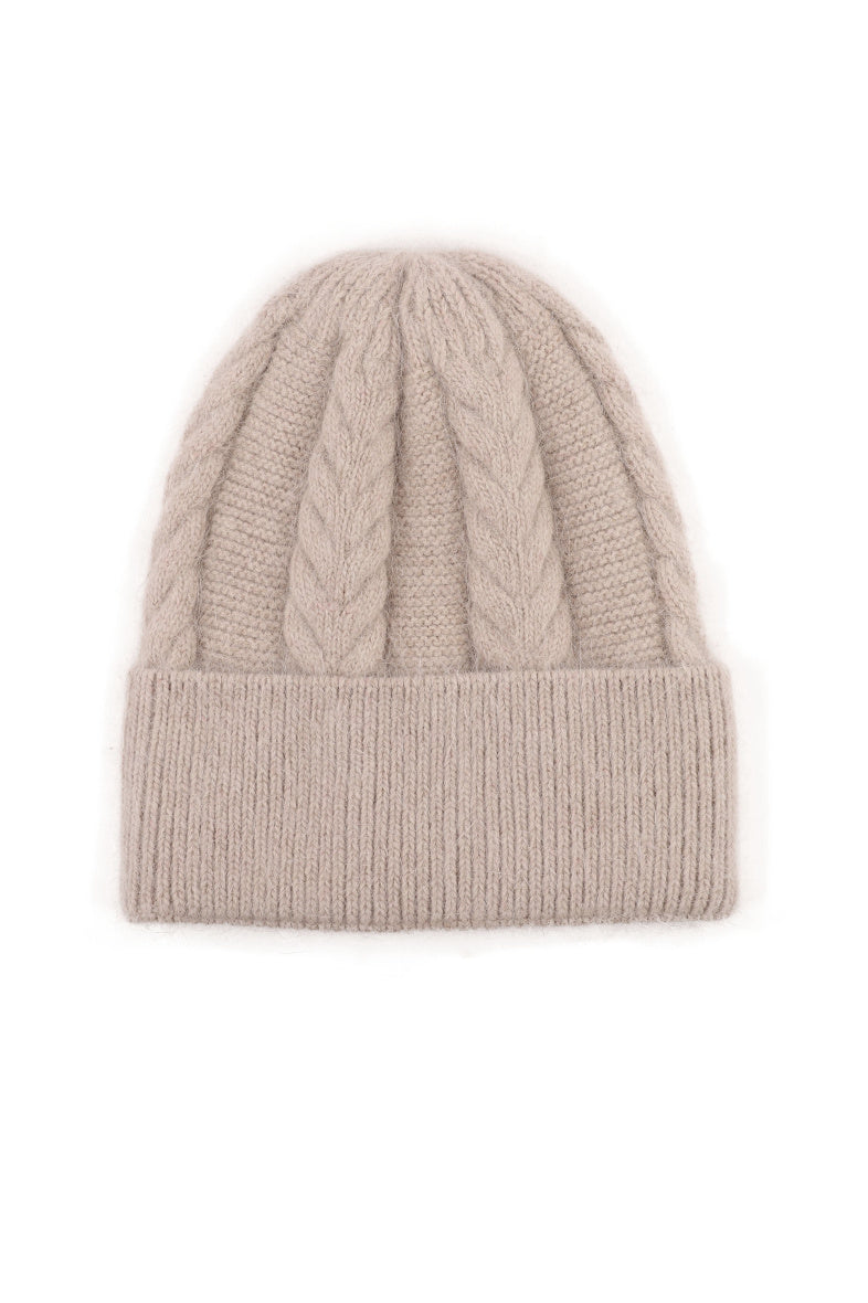 Audrey Cable Knit Hat Taupe | Plus Size Clothing | Wardrobeplus.ie