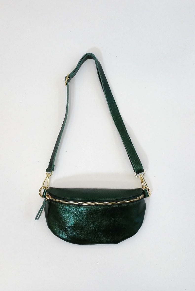 Cece Cross Body Bag in Metallic Green