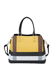Bella Yellow & Check Detail Handbag