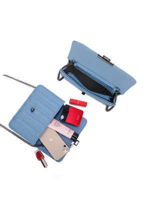 Piper Clutch & Chain Handbag in Blue