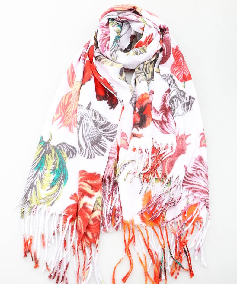 Agnes White Floral Scarf