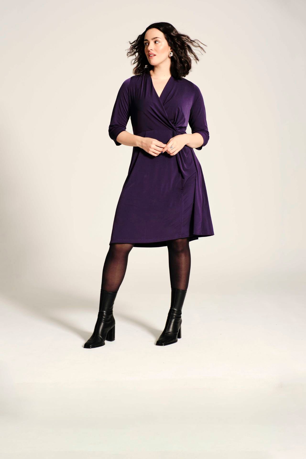 Ulla Popken Draped Dress in Purple