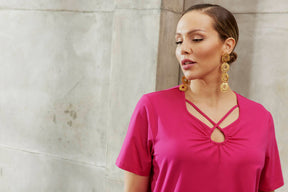 Ulla Popken Cut Out Top in Pink