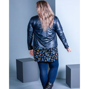 Magna Leather Look Jacket in Navy