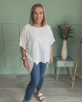 Linda Open Back Blouse in White