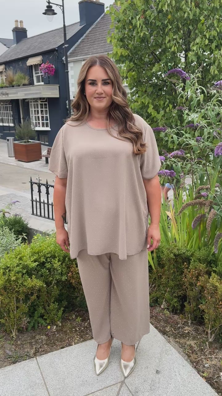 Ali Rhinestone Co-ord in Tan