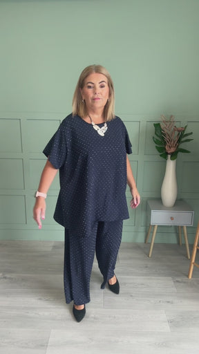 Ali Rhinestone Co-ord in Navy