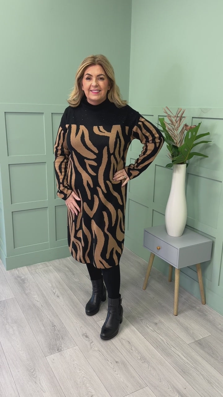 Ulla Popken Knit Animal Print Dress