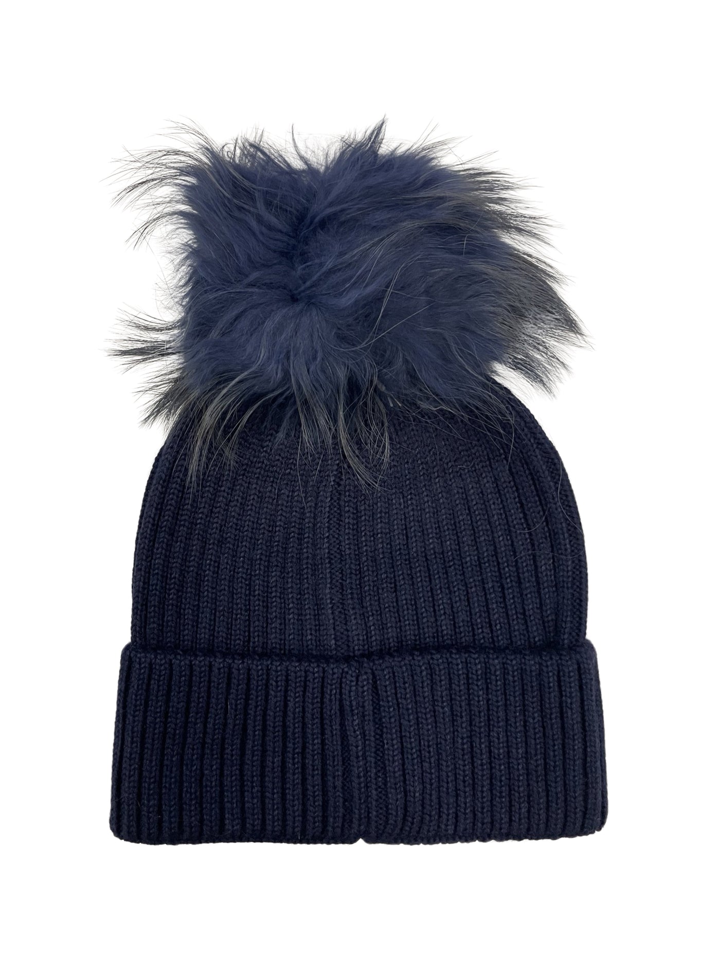 Knit Hat with Bauble in Navy