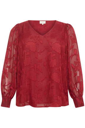 Kaffe Curve Tulle Blouse in Red