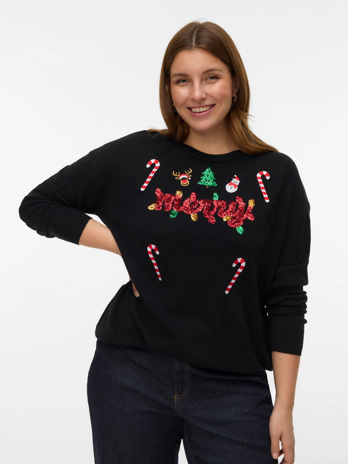 Vero Moda Curve X-Mas Candy Cane Knit Jumper