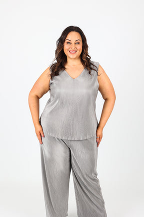 Mellomi Vicky Plisse Vest in Silver