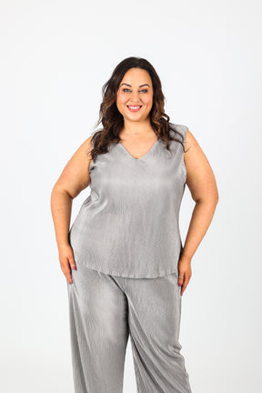Mellomi Vicky Plisse Vest in Silver