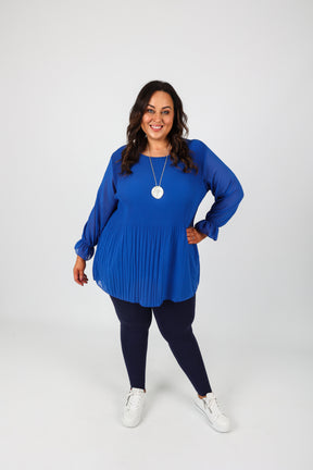 Maizie Pleated Blouse in Royal Blue
