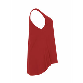Mat Curve Hem Vest Top in Red - Wardrobe Plus