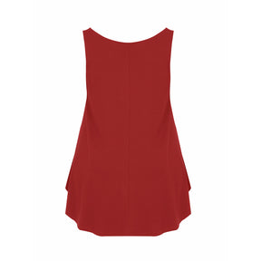 Mat Curve Hem Vest Top in Red - Wardrobe Plus