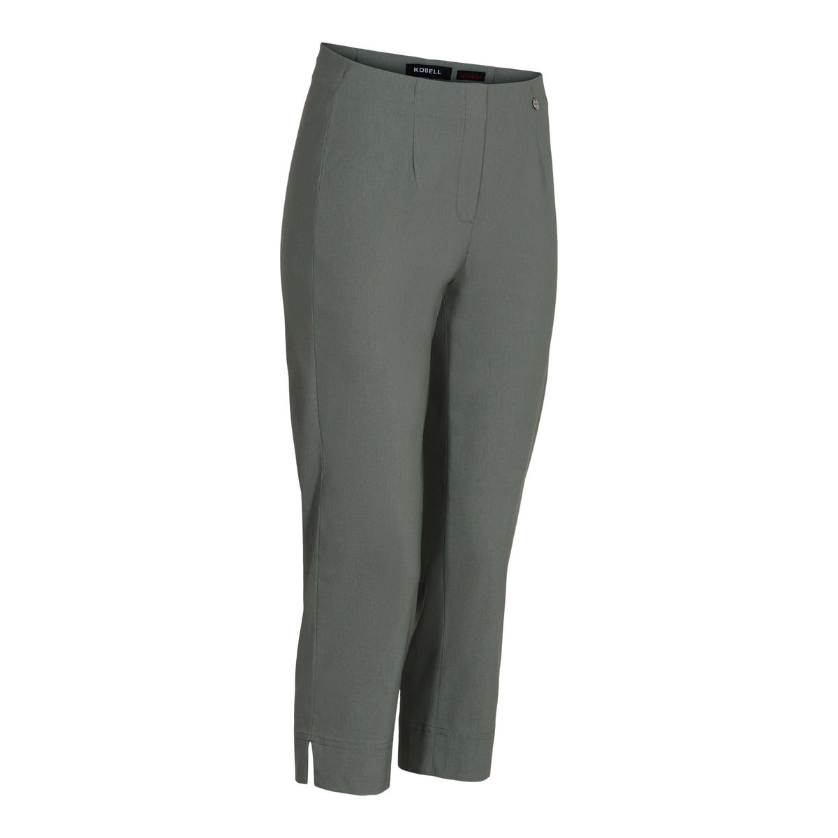 Robell Crop Trousers | Khaki Green - Wardrobe Plus