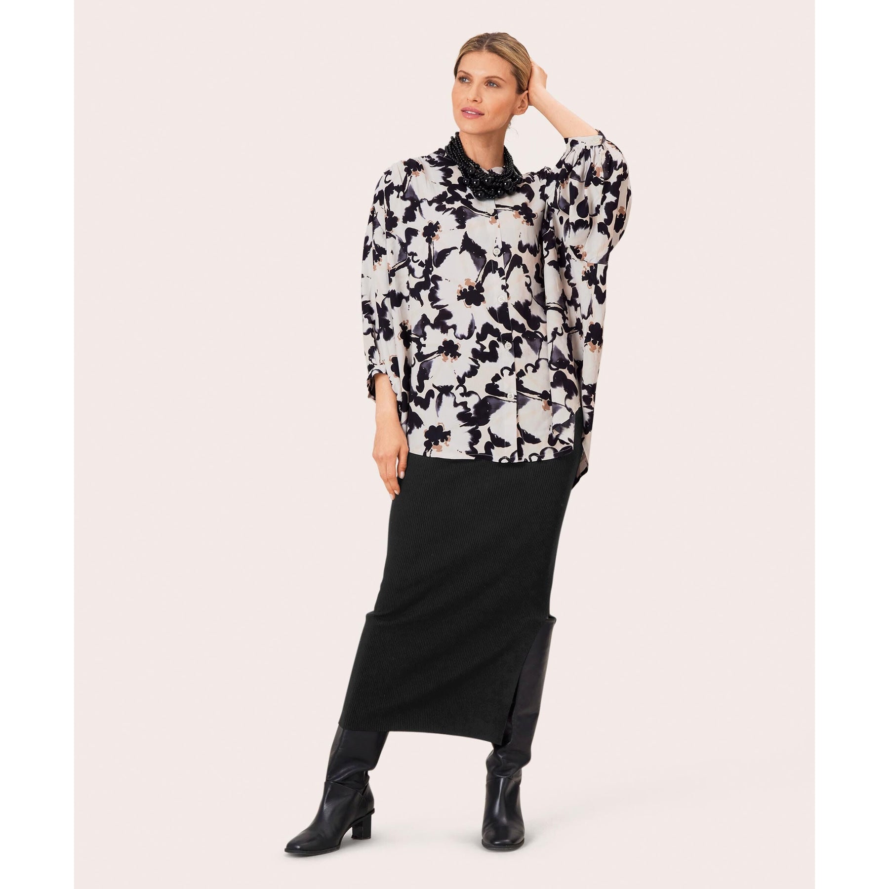 Masai Sybille Fine Knit Skirt in Black - Wardrobe Plus