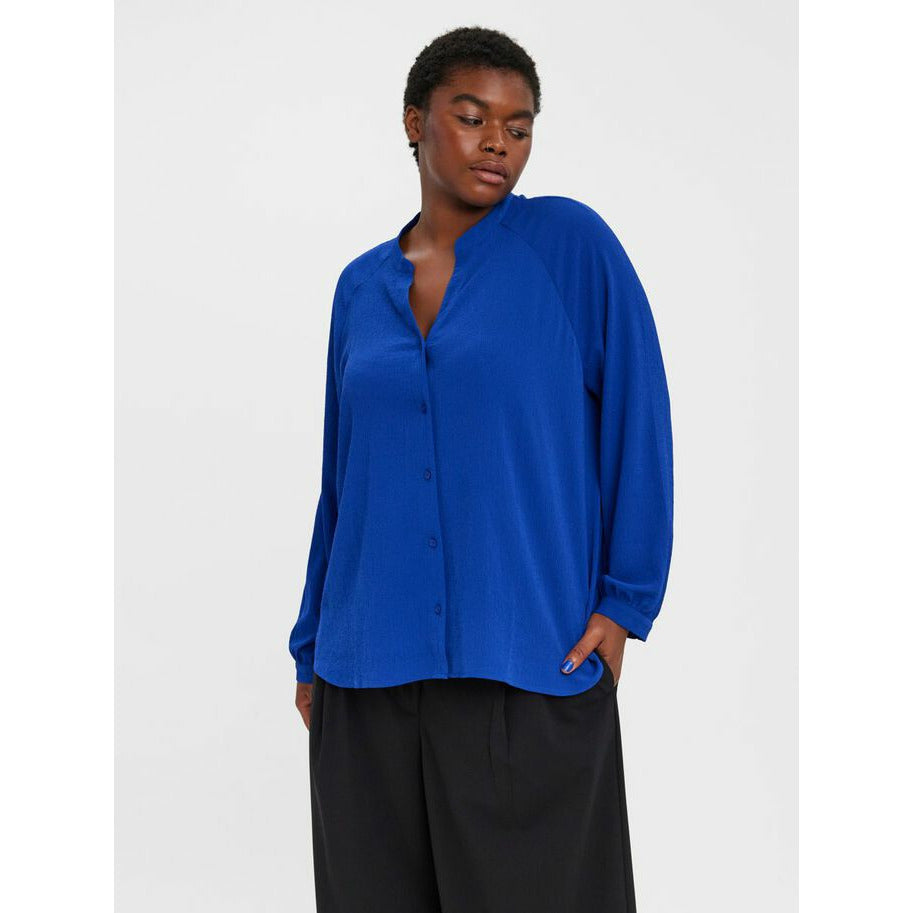 Vero Moda V-Neck Shirt in Blue - Wardrobe Plus