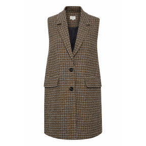 Kaffe Sonia Waistcoat in Check Pattern - Wardrobe Plus