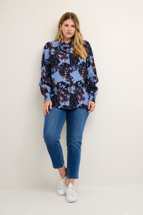 Kaffe Curve Nanni Shirt in Floral Print - Wardrobe Plus